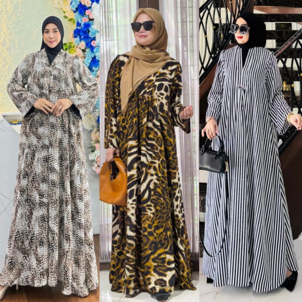 azzura dress abaya by aldisa/gamis motif salur leopard macan