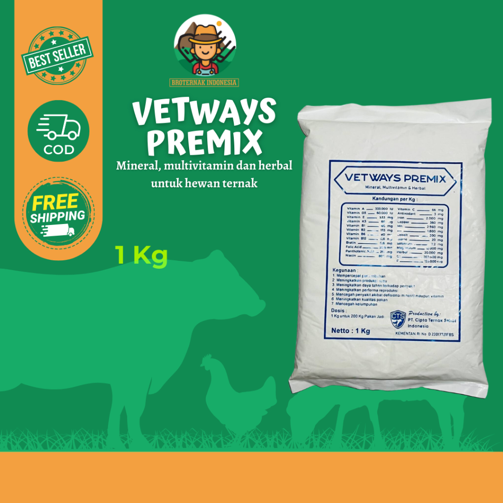 Vetways Premix 1 kg - Vetways Premix - Premix Kambing - Premix Sapi