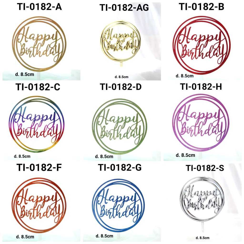 GR-TI-0182 Topper tulisan plastik happy birthday besar bulat