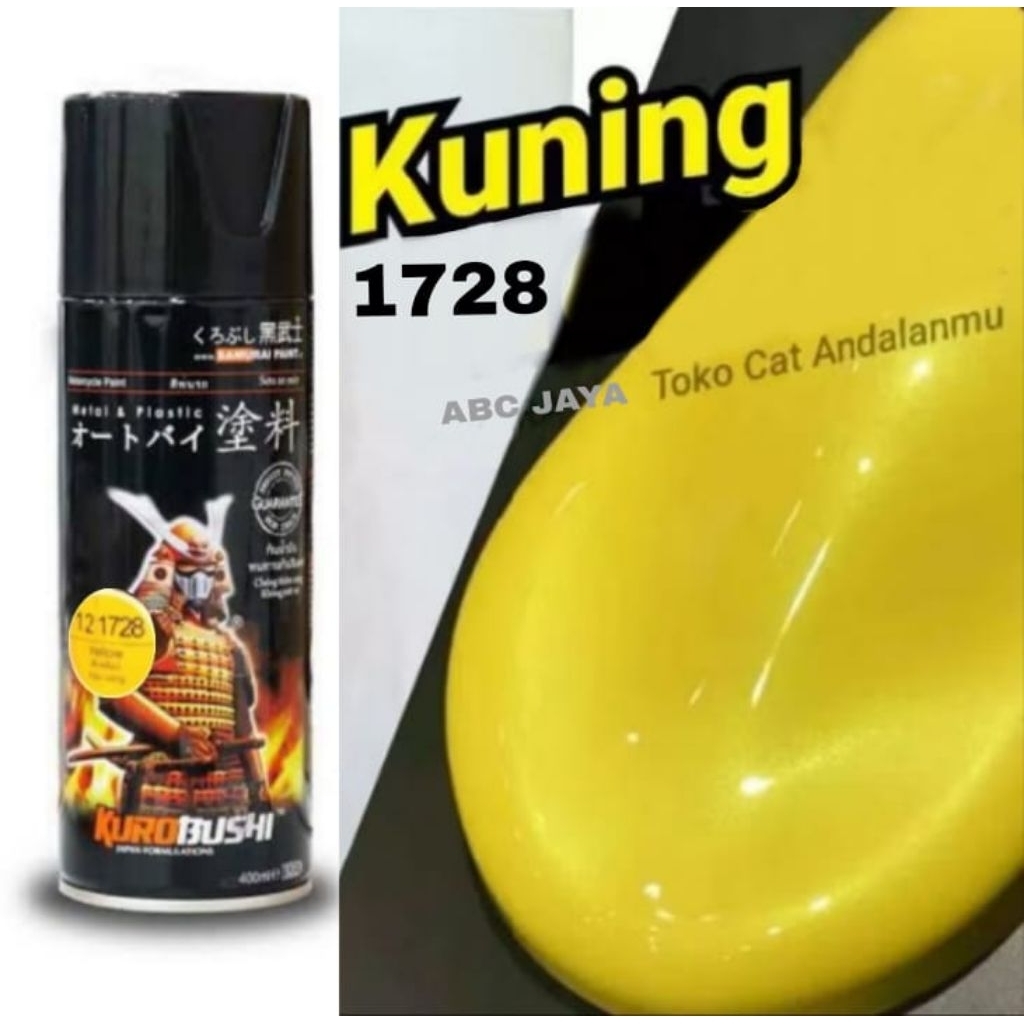 Cat Pilok Samurai Paint 1728 Yellow 400ml Kuning Lemon Muda Cerah Solid Mengkilap Glossy Gloss Pilox