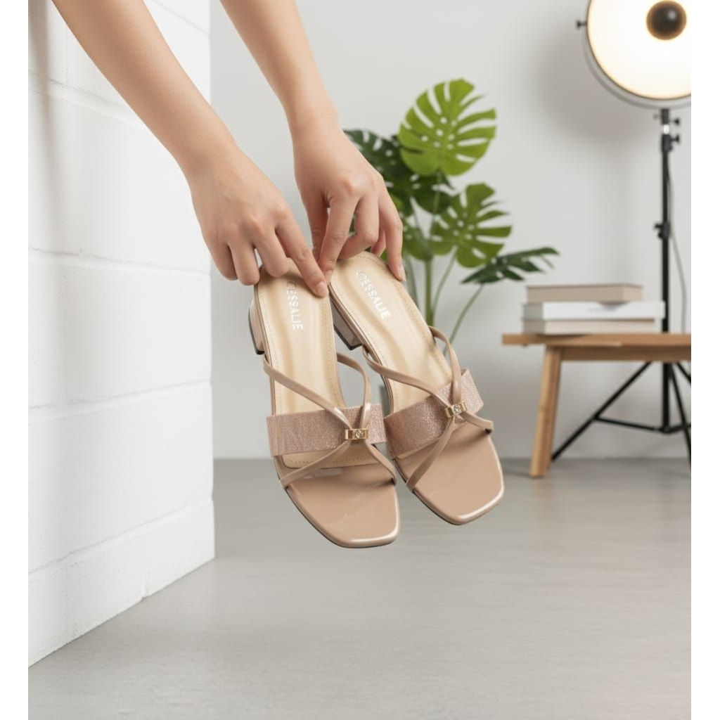Cessalie sandal heels wanita Rosalie hak tahu 3cm sandal heels sandal wanita sandal hak tahu