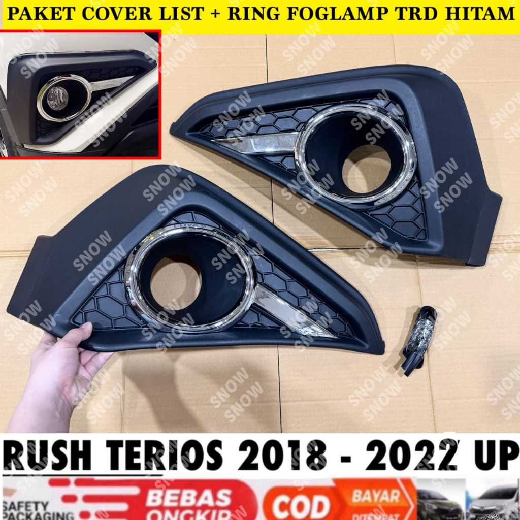 Paket Ring List Foglamp All New Rush Terios 2018 2020 2022 TRD Chrome Hitam