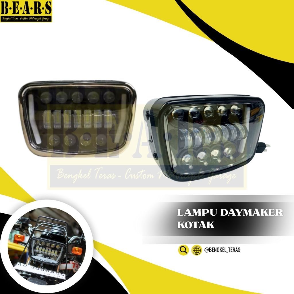 Lampu Motor Utama LED Kotak Lampu Depan motor Custom W175 Universal Rx king