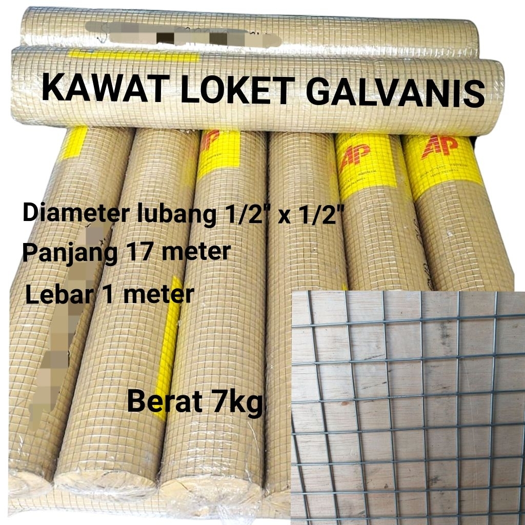 1 Roll Kawat Loket Galvanis 1/2" (17 Meter) / Kawat putih Galvanis / Kawat RAM putih / kawat ram lok