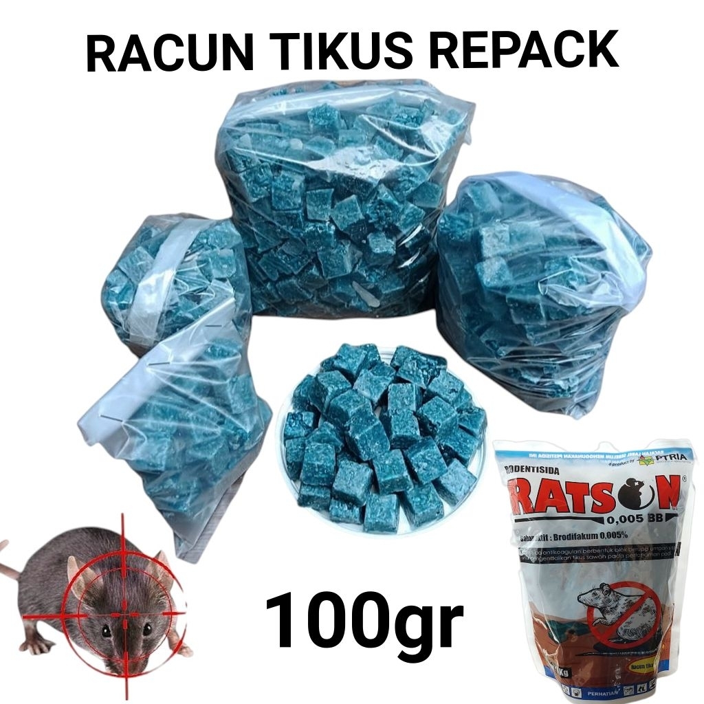 Racun tikus kemasan REPACK 100 gr bahan aktif brodifakum / obat tikus racun tikus rumah tikus sawah