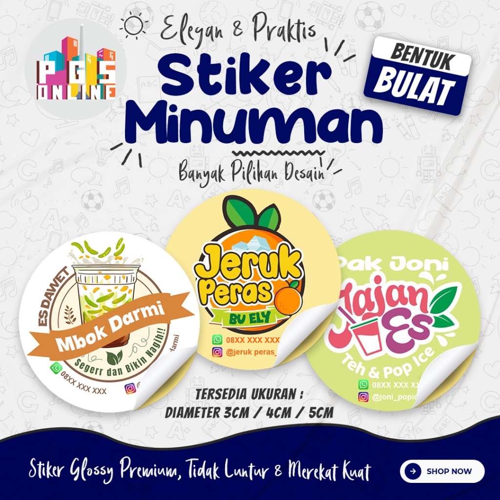

[100 PCS] 09A - STIKER MINUMAN | Sticker Label Kemasan Jus Matcha Kopi Teh