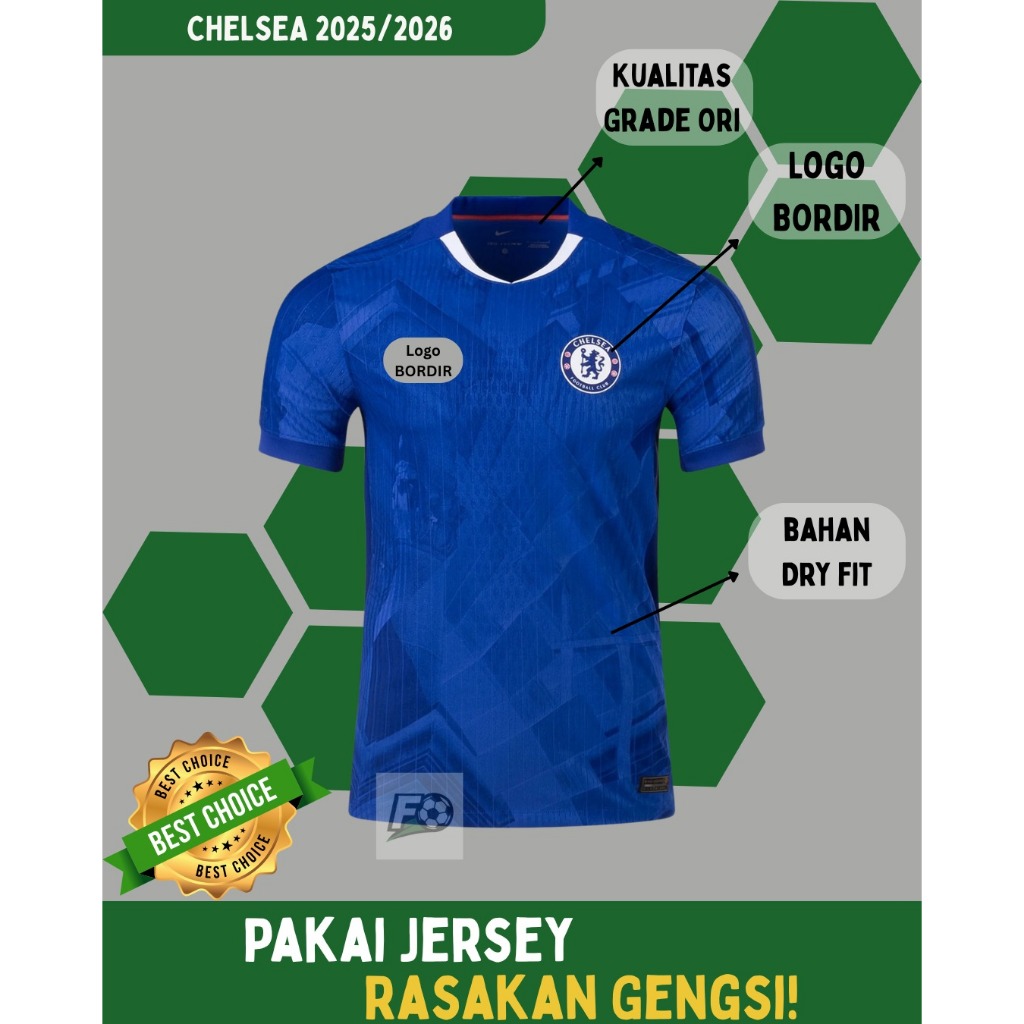 Jersey Chelsea  Home 2025/2026 Baju Sepak Bola Man City Grade Ori Pria