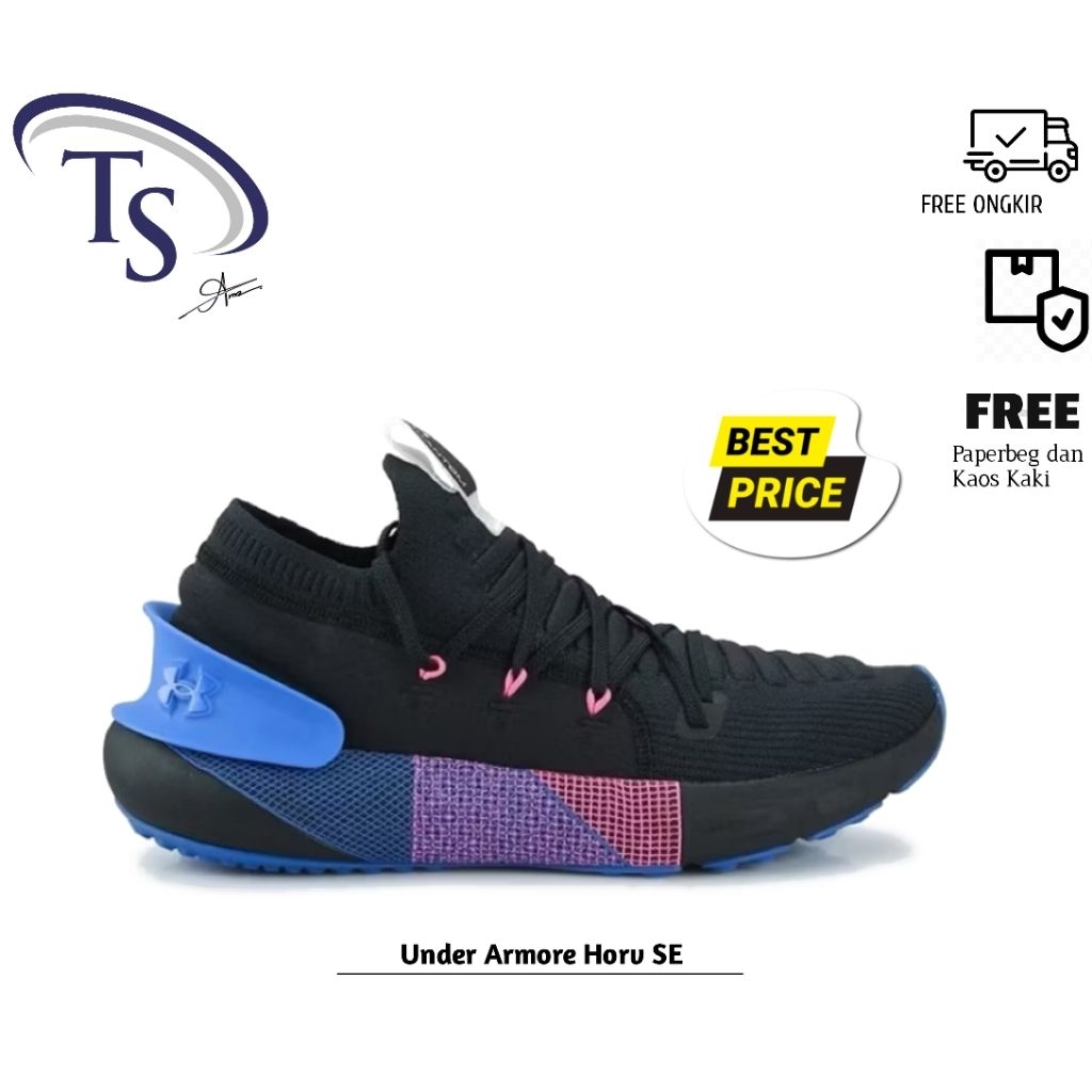 Running Shoes Under Armore UA Men's HOVR Phantom Black Versa Blue Original