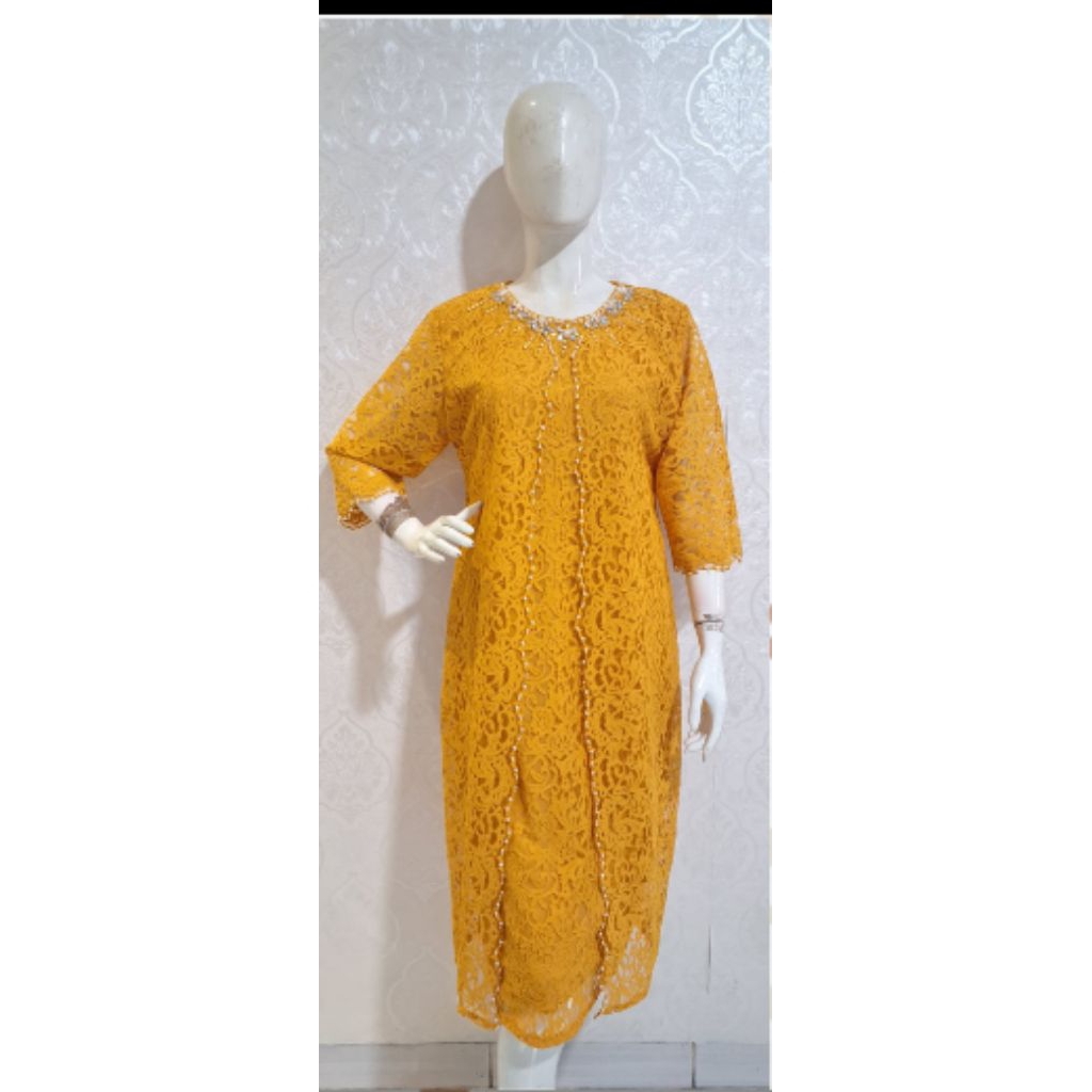K8234 Dress brukat semi prancis - Dress pesta brukat model buka tutup - Dress  brukat pesta mewah - 