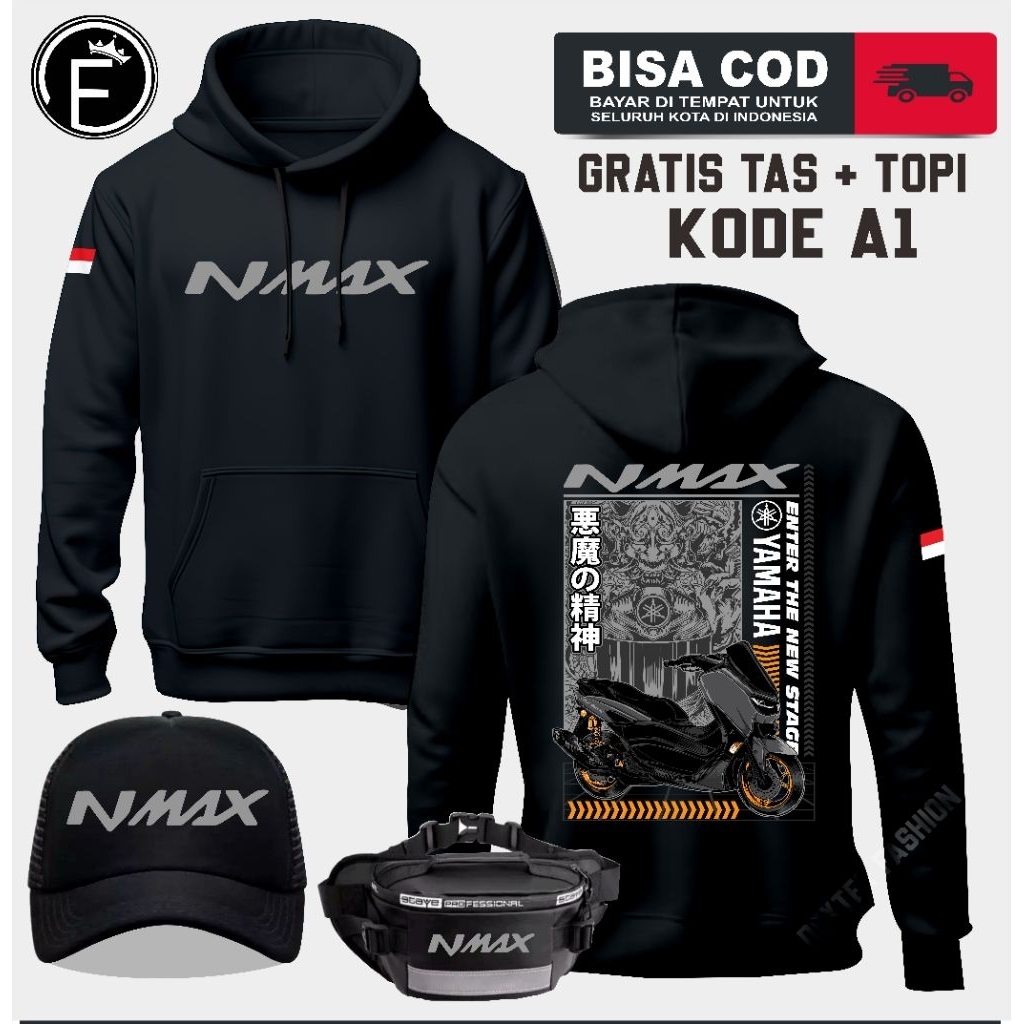 SWEATER HOODIE YAMAHA N-MAX TERBARU JAKET YAMAHA NMAX TERBARU ORIGINAL GRATIS TAS DAN TOPI