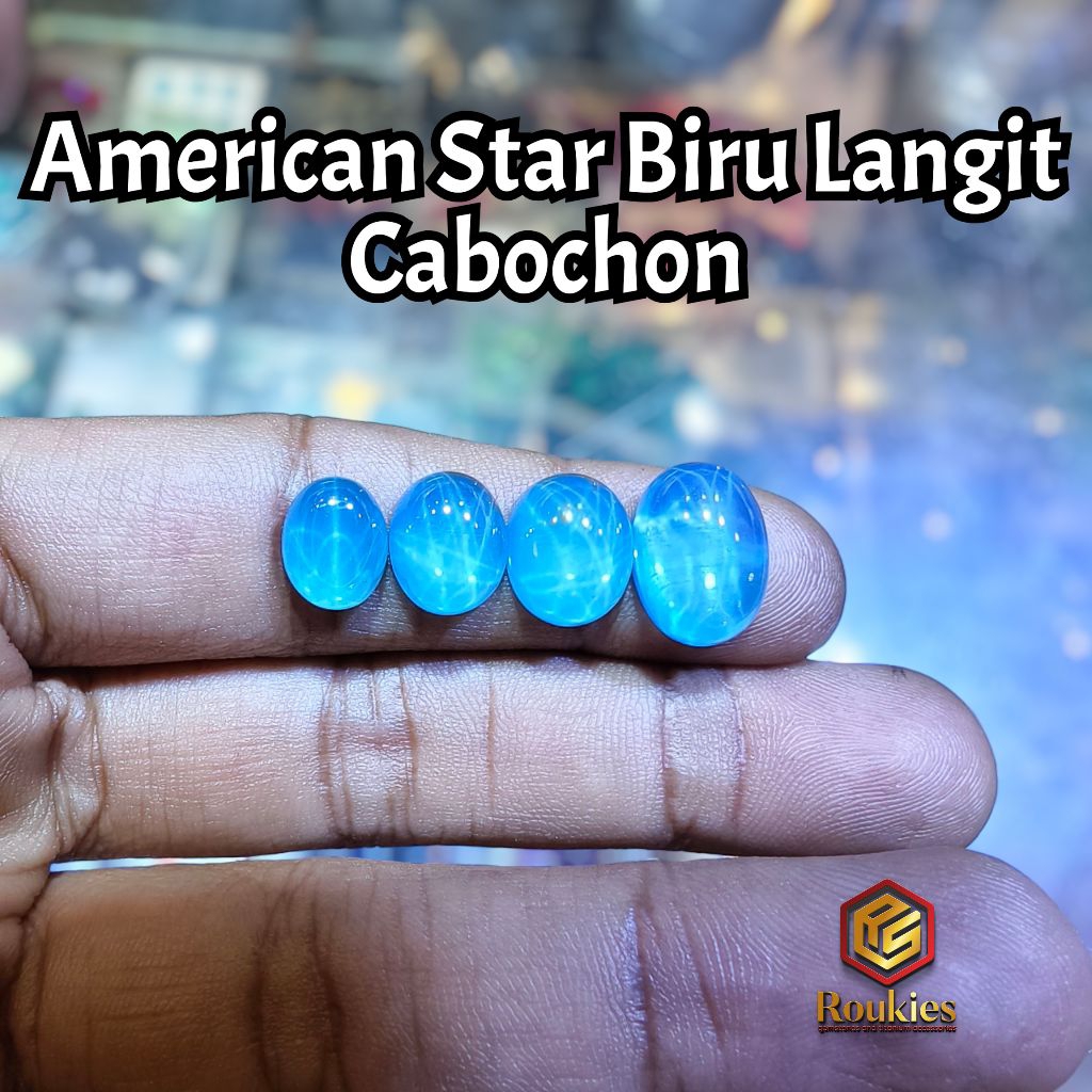 [HANYA BATU] Batu American Star Biru Langit Cabochon