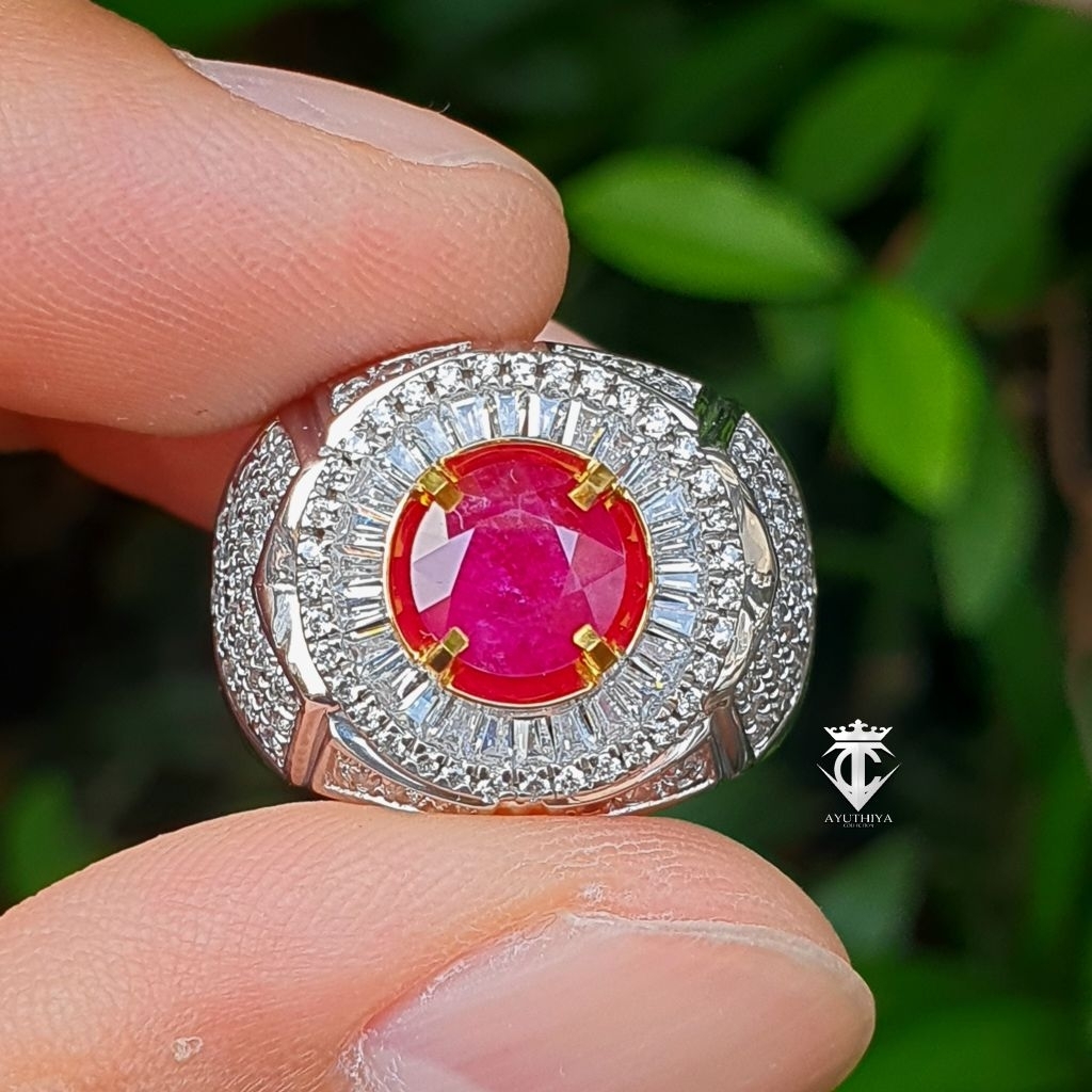 Batu Permata Natural Round RED Ruby Burma Myanmar 2.06 Ct GRI Lab Memo