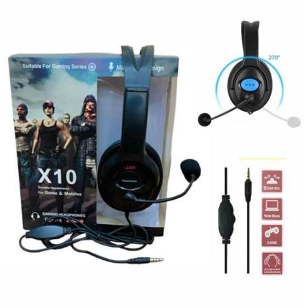 Handset Gaming wired + mic Stereo Bass Hp Computer Laptop earphone Handsfree JACK 3,5