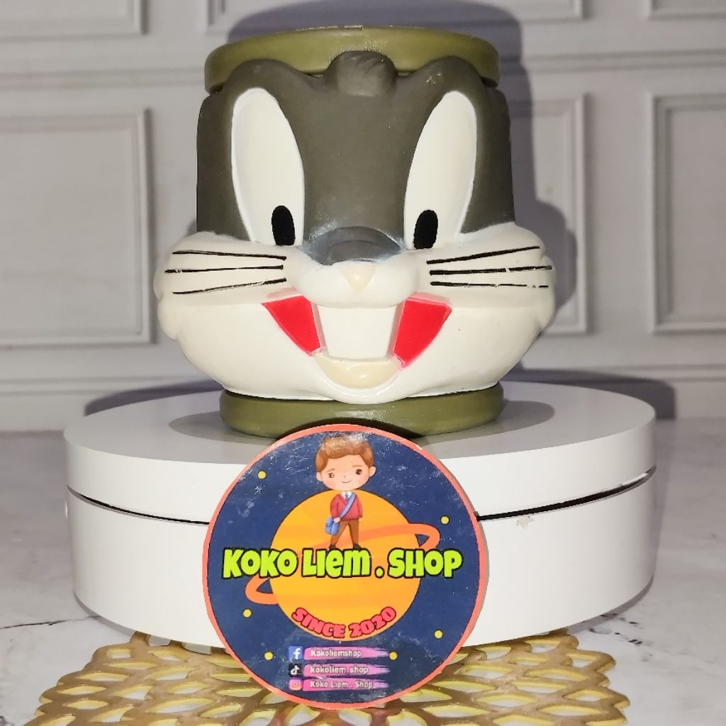 Mug Gelas Pajangan Figure BUGS BUNNY LOONEY TUNES ( Small ) Vintage RARE ITEM ( PL )