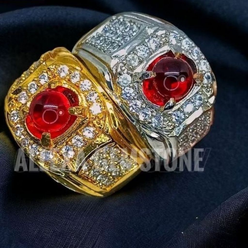 cincin batu permata merah delima asli