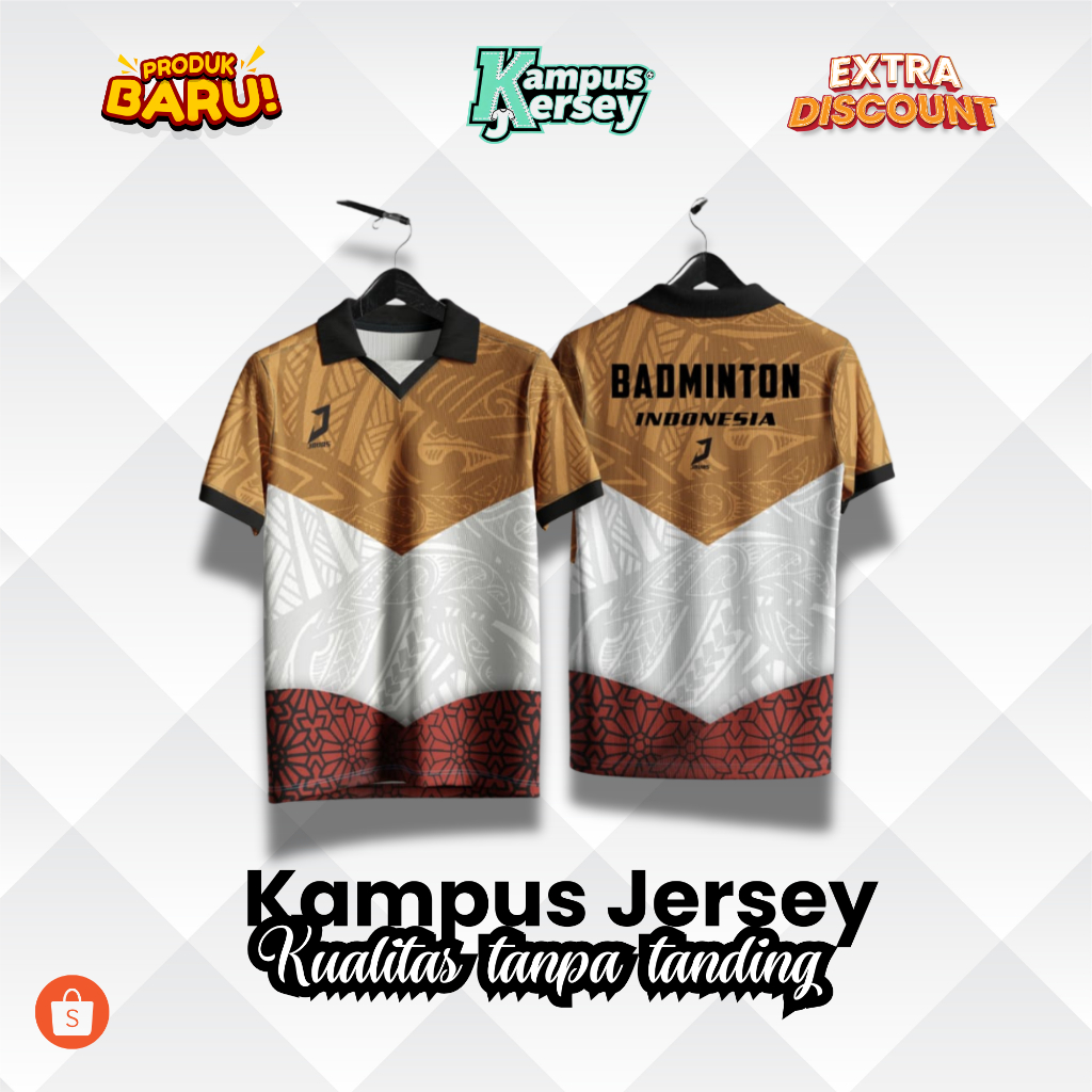 Baju Jersey Badminton Custom Nama Logo Sponsor