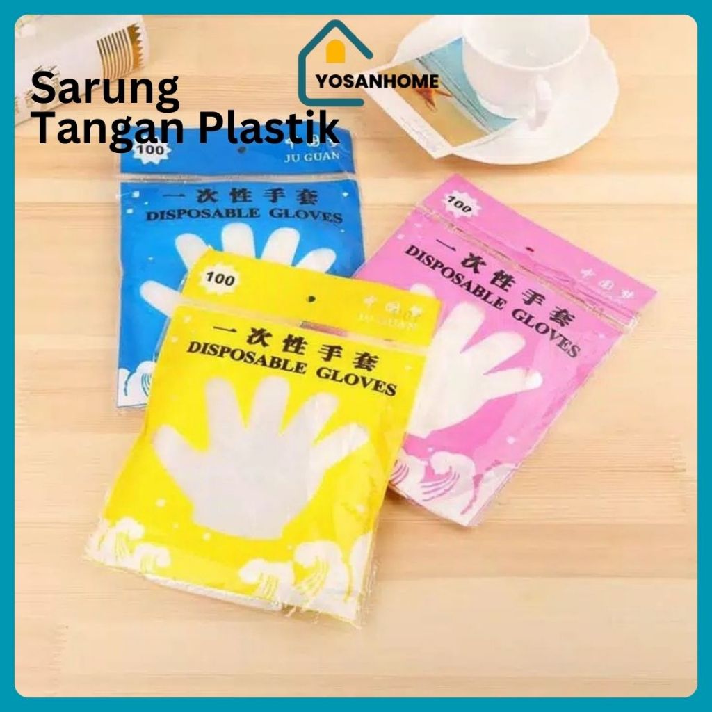 {12 Bks} - DISPOSABLE GLOVES ISI 100PCS/BKS SARUNG TANGAN PLASTIK SEKALI PAKAI