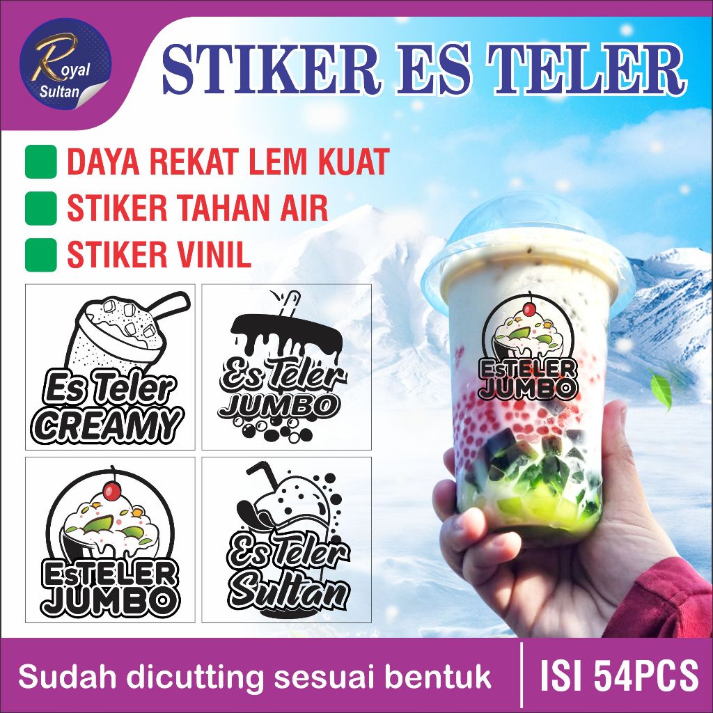 STIKER GELAS CUP MINUMAN | STIKER ES TELER TRANSPARAN | STIKER GELAS CUP MINUMAN KEKINIAN