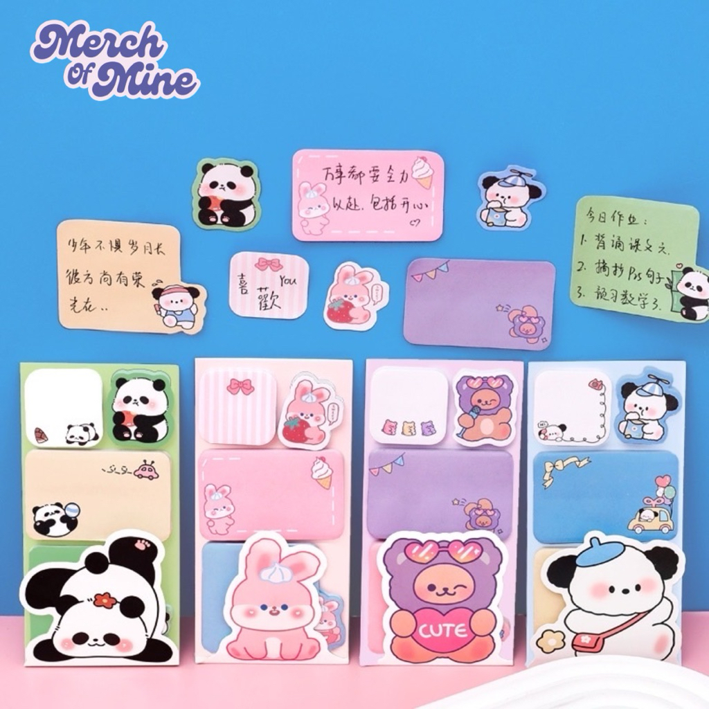 

Merch Of Mine Sticky Notes Post It 4 In 1 Animal Characters | Catatan Tempel Karakter Hewan Lucu