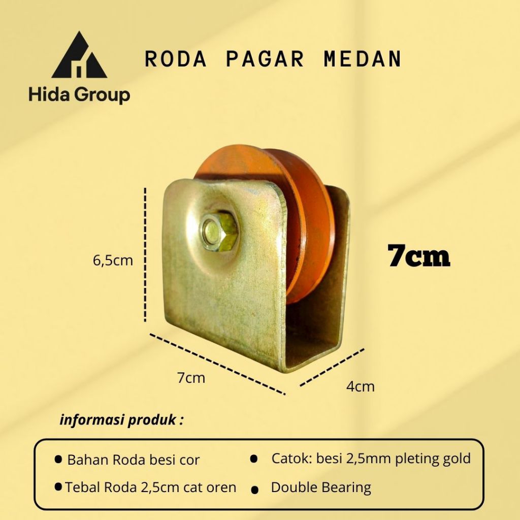(GROSIR) Roda Pagar Pintu Besi Cor Medan Ukuran 7cm - Roda Medan