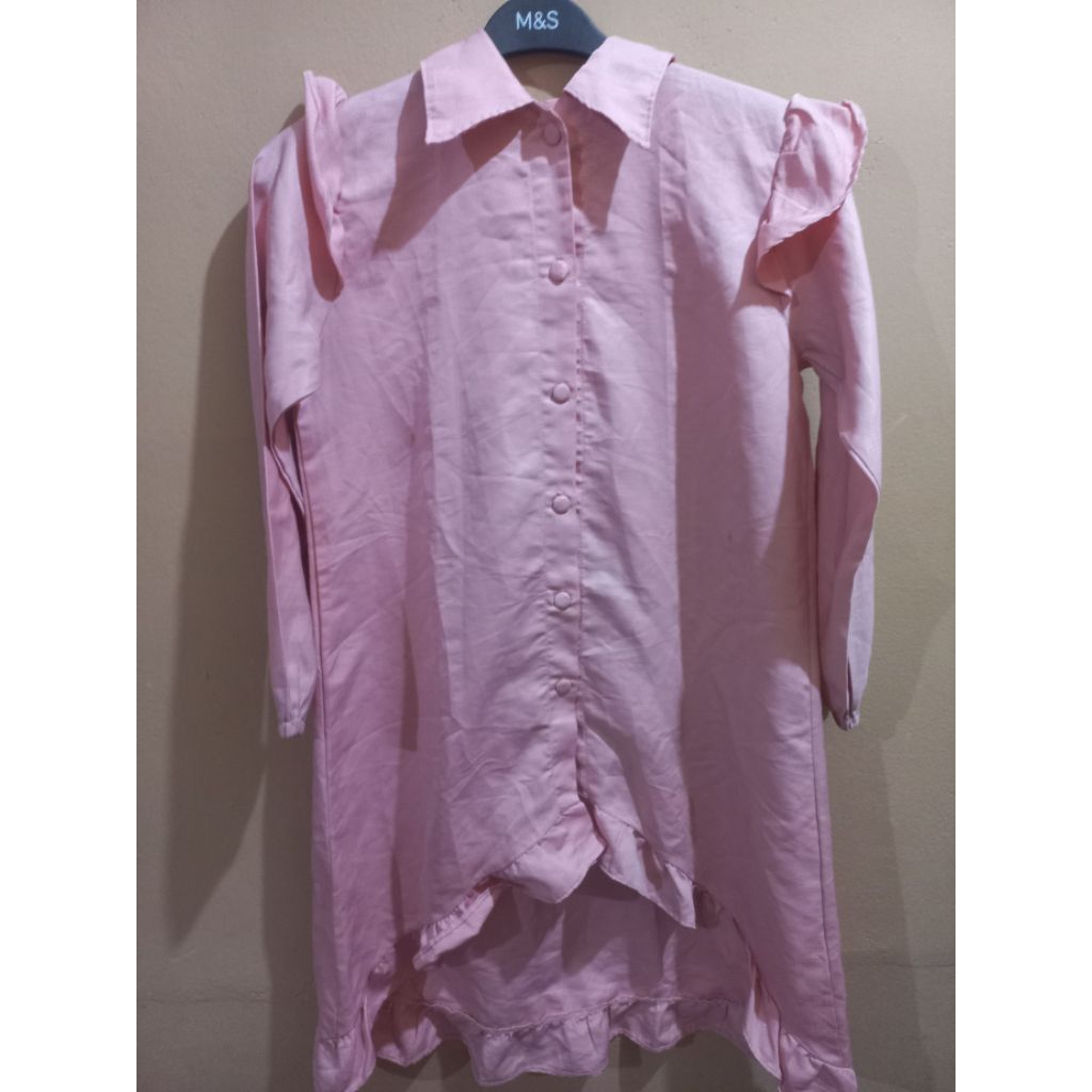 preloved kemeja tunik pink salem