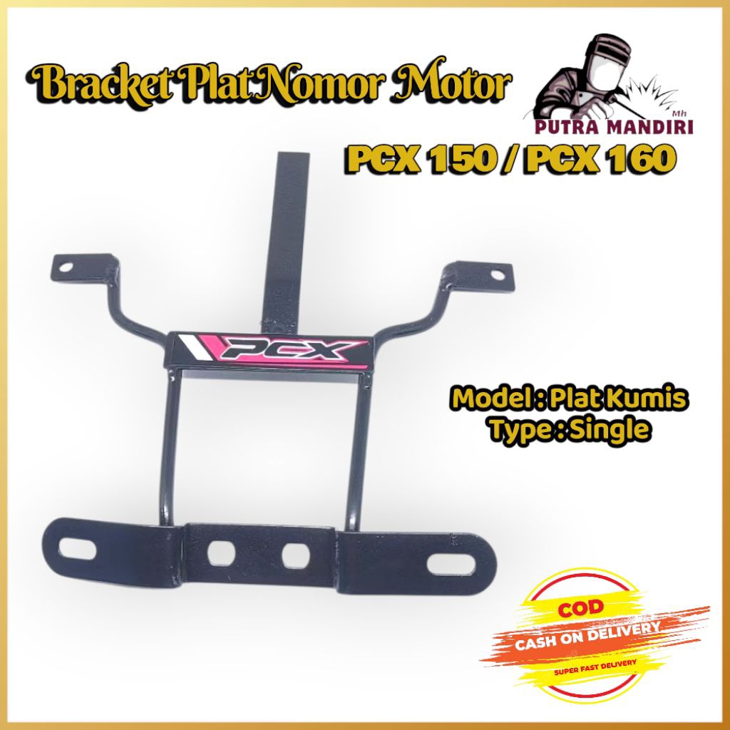 Braket Tatakan Plat Nomor PCX 150 / PCX 160 Model Kumis Plat Besi/Dudukan Plat Nomor Motor