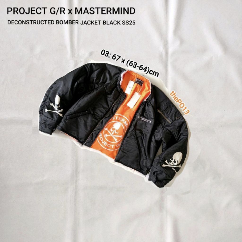 MASTERMIND MMJ X PROJECT G/R RECONSTRUCTED BOMBER JACKET BLACK SS25 AUTHENTIC 100% BNWT