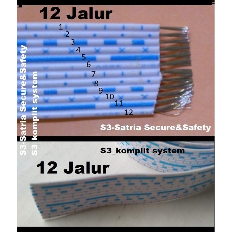 Kabel 12 Jalur cable AWG 24 12jalur per 1 meter isi 12 P kabel datar rata flat motif bintik strip bi