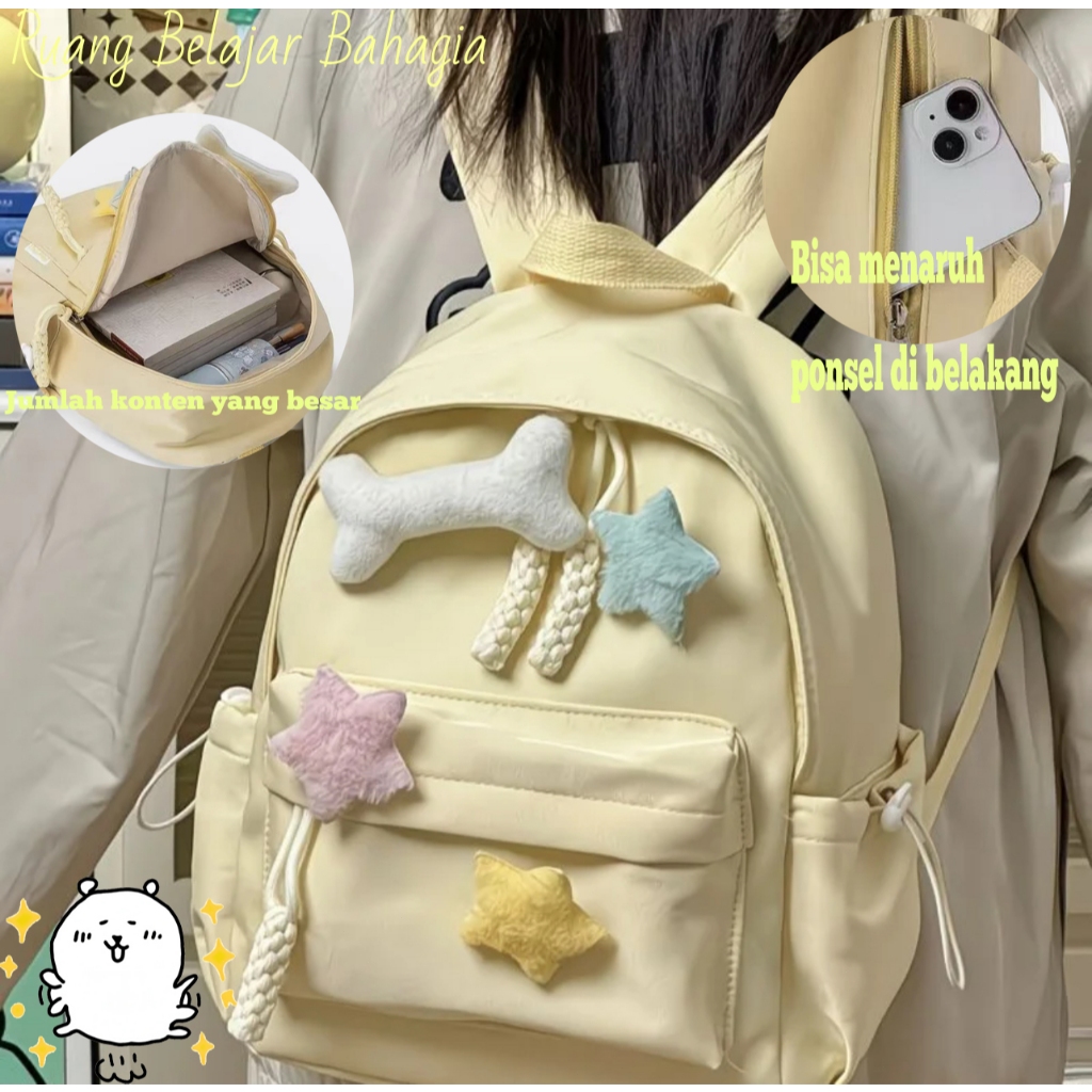 [Happy Learning House] Tas Sekolah Kecil Star untuk Anak Perempuan Kelas 3 sampai 6, Ransel Kampus K