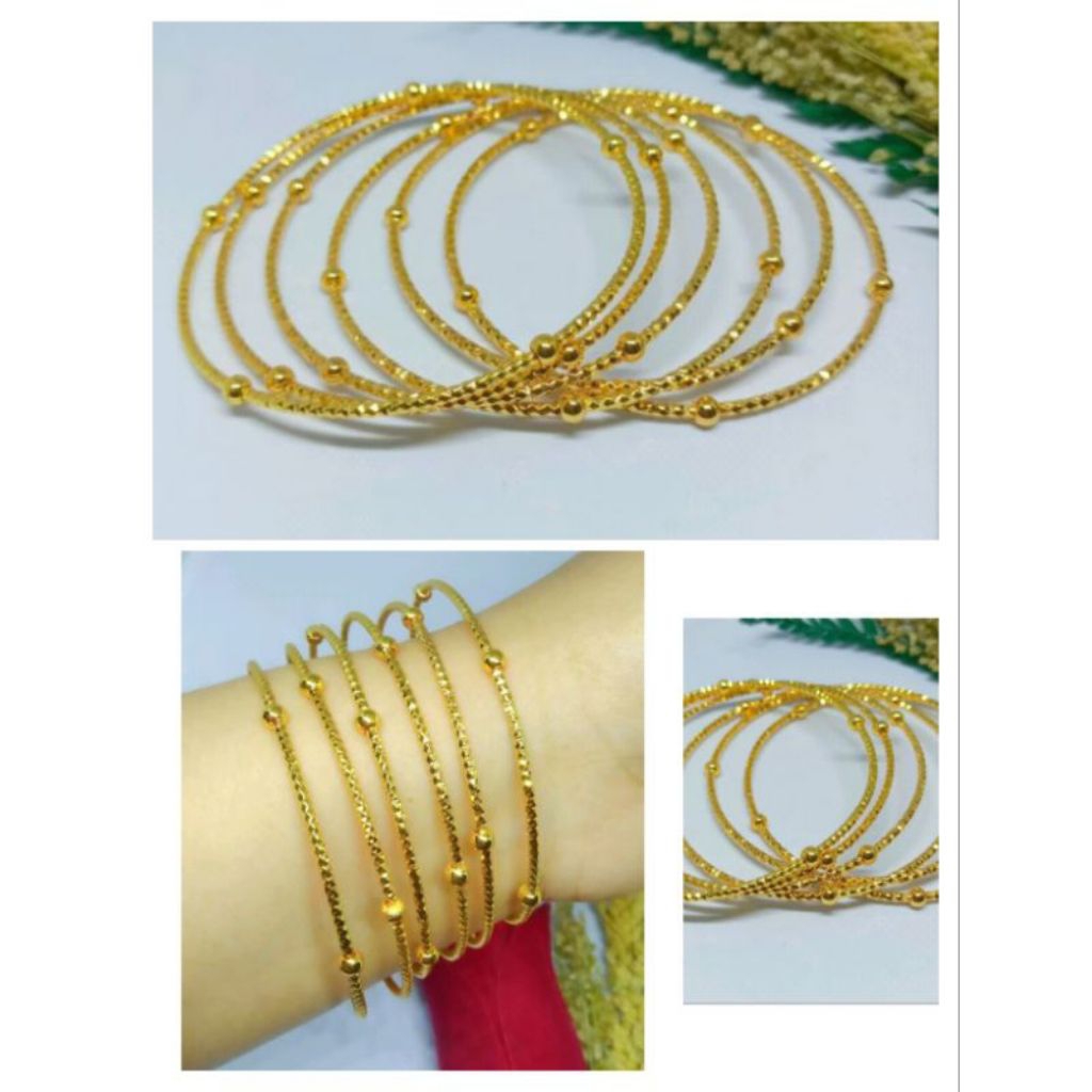 Gelang keroncong dewasa motif biji lada isi 5pcs titanium gold anti luntur bisa bayar cod