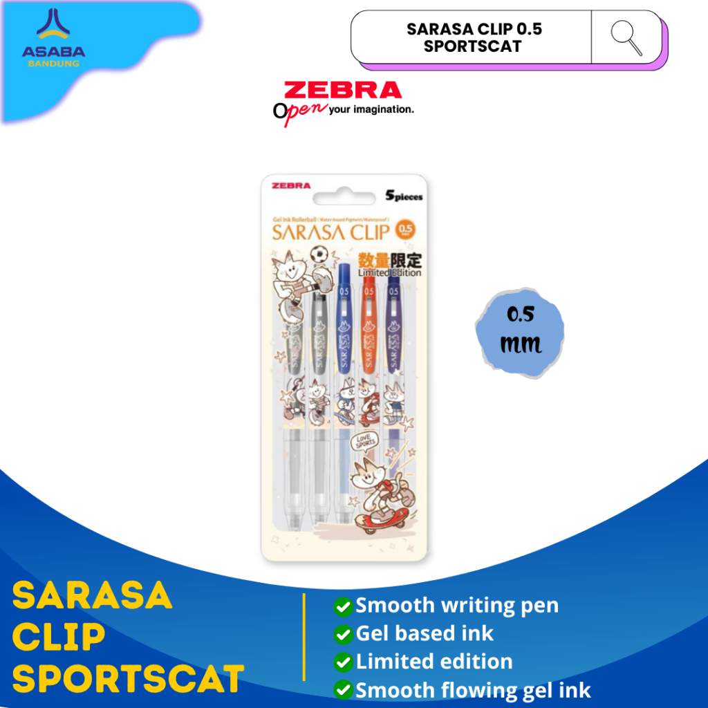 

Asaba Bandung_Sarasa pen Gel 0.5mm Limited Edition_Sportscat Series Badminton Football Basketball Skateboard Running TI