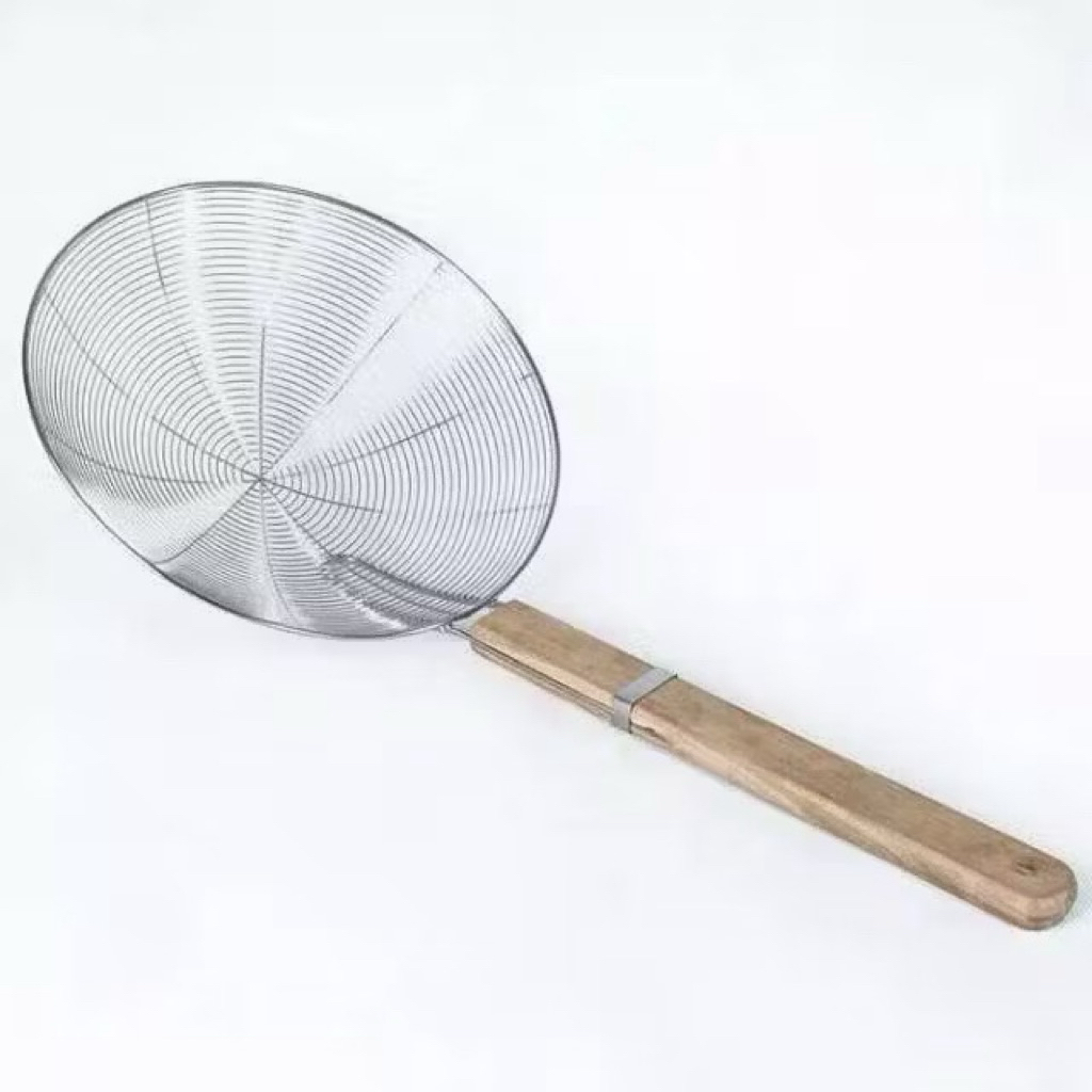 Serokan / saringan gorengan wajan  parabola besar jumbo gagang kayu