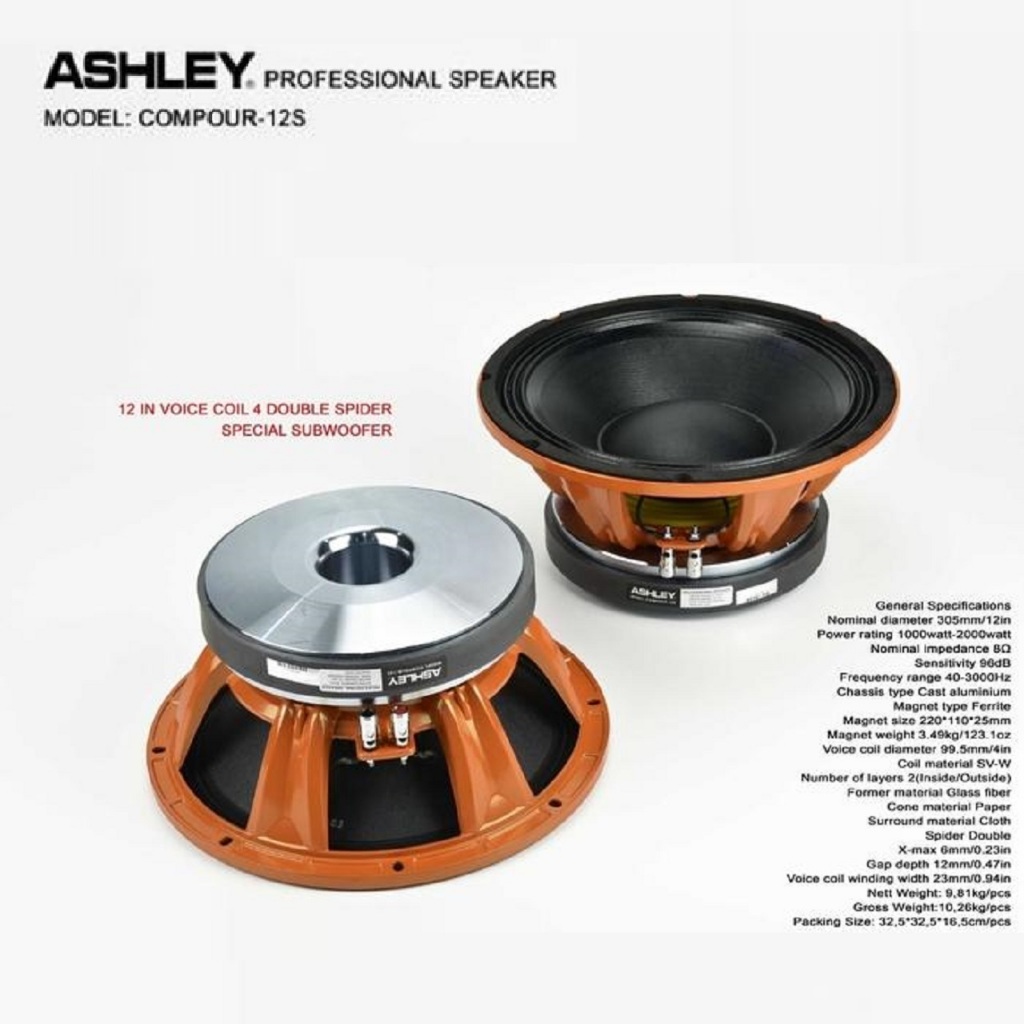 Speaker ASHLEY 12 inch COMPOUR-12S Original