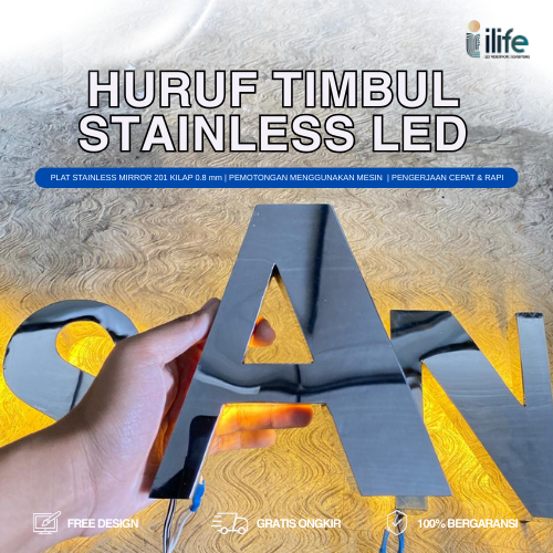 HURUF TIMBUL STAINLESS LED