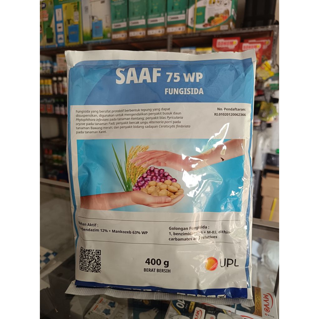 Fungisida SAAF 75 WP Kemasan 400 gram - Karbendazim + Mankozeb