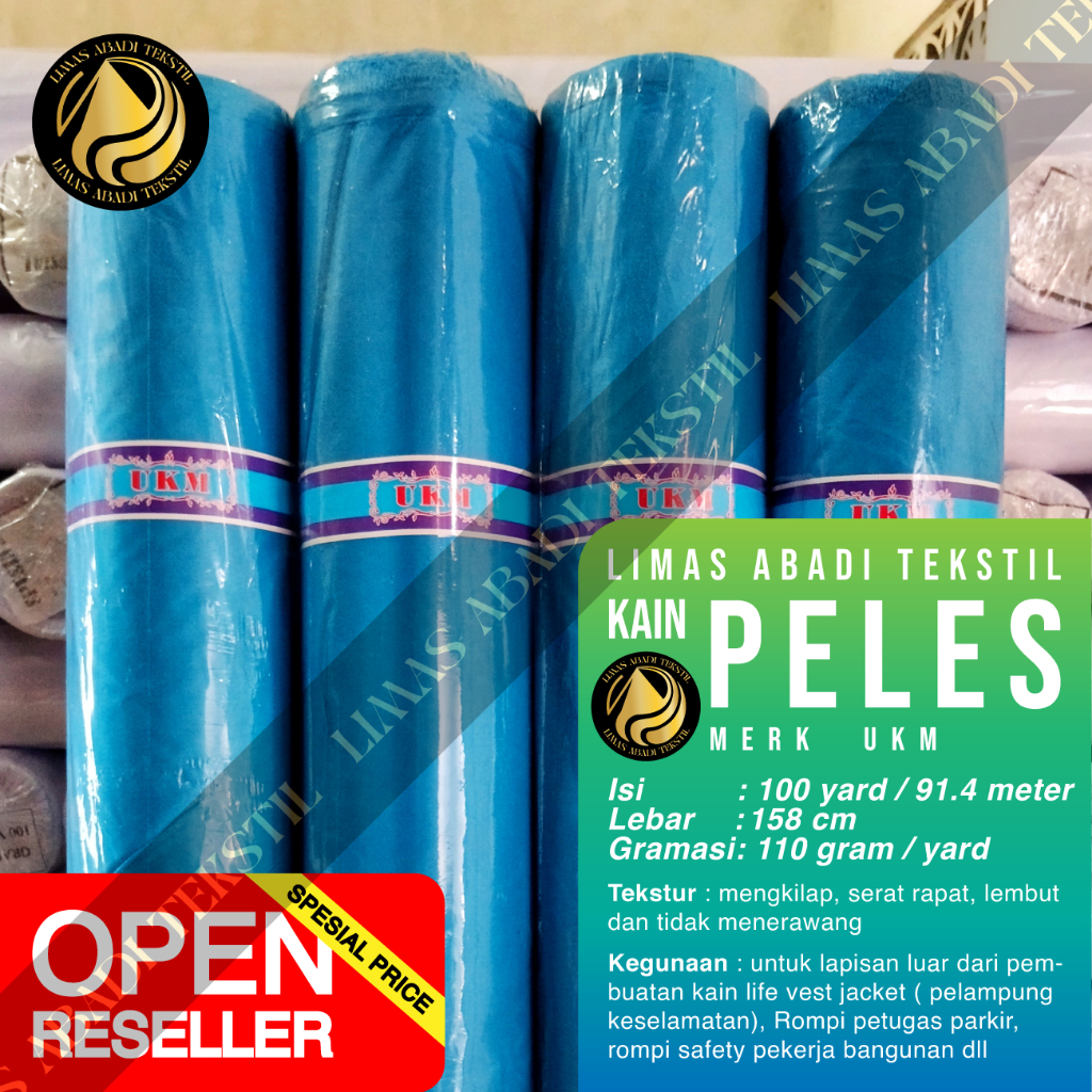 Kain Satin Polos Peles Veles UKM(Biru Turkis)furing rol pelapis rompi keselamatan,petugas parkir