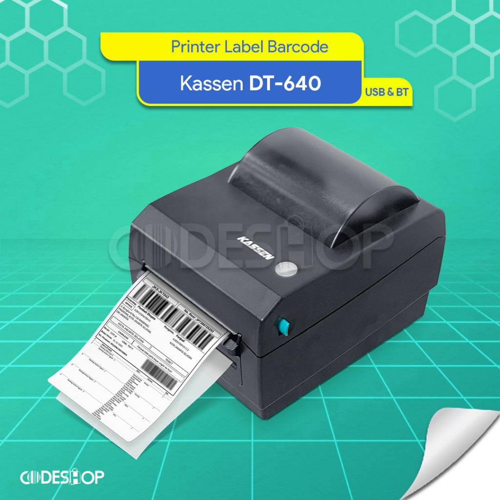ALAT CETAK BARCODE DAN RESI KASSEN DT-640 BT SUPPORT BLUETOOTH | THERMAL PRINTER | PRINTER RESI