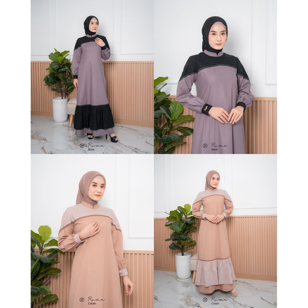 Ruma Dress by Zalifa,gamis polos, gamis simple, gamis zalifa
