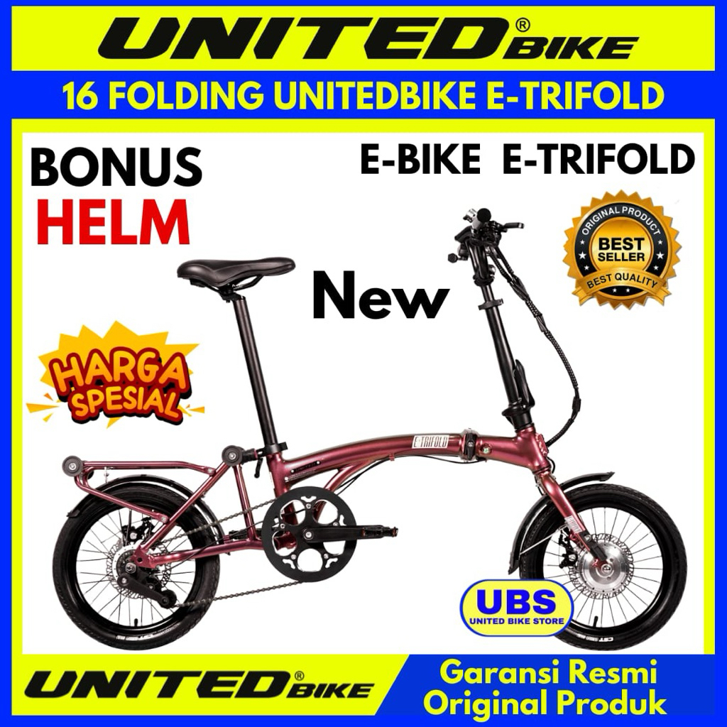 Sepeda Lipat 16 E-Bike United E-Trifold Terbaru