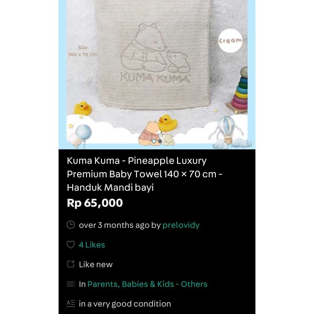 Preloved Handuk Bayi - Kuma Kuma Pineapple