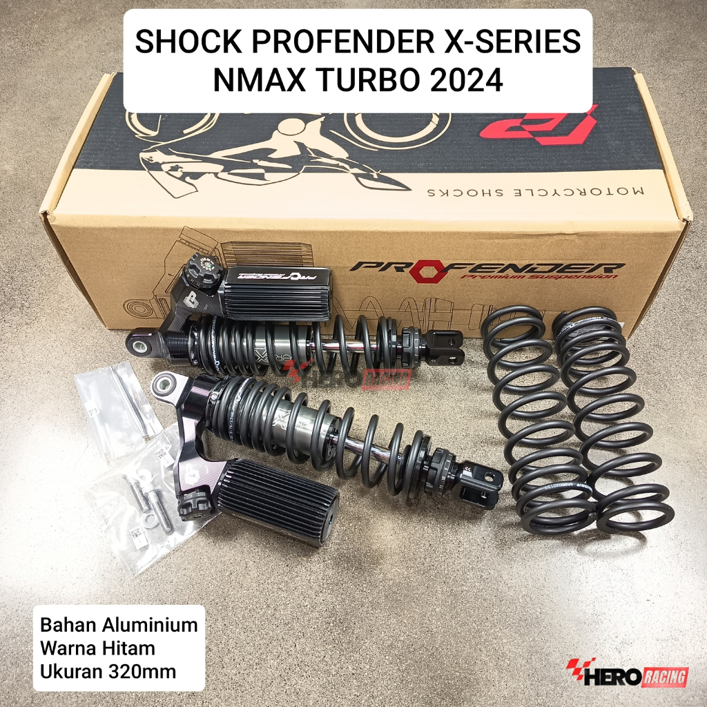 PROFENDER X-SERIES SHOCKBREAKER MOTOR YAMAHA NMAX TURBO 2024 HITAM 320mm BERGARANSI RESMI