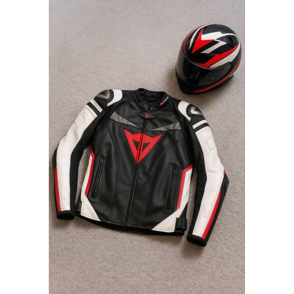 Jacket Motor Touring Pria Sultan DNS Kulit Tebal Full Protector Punduk,bahu,sikut