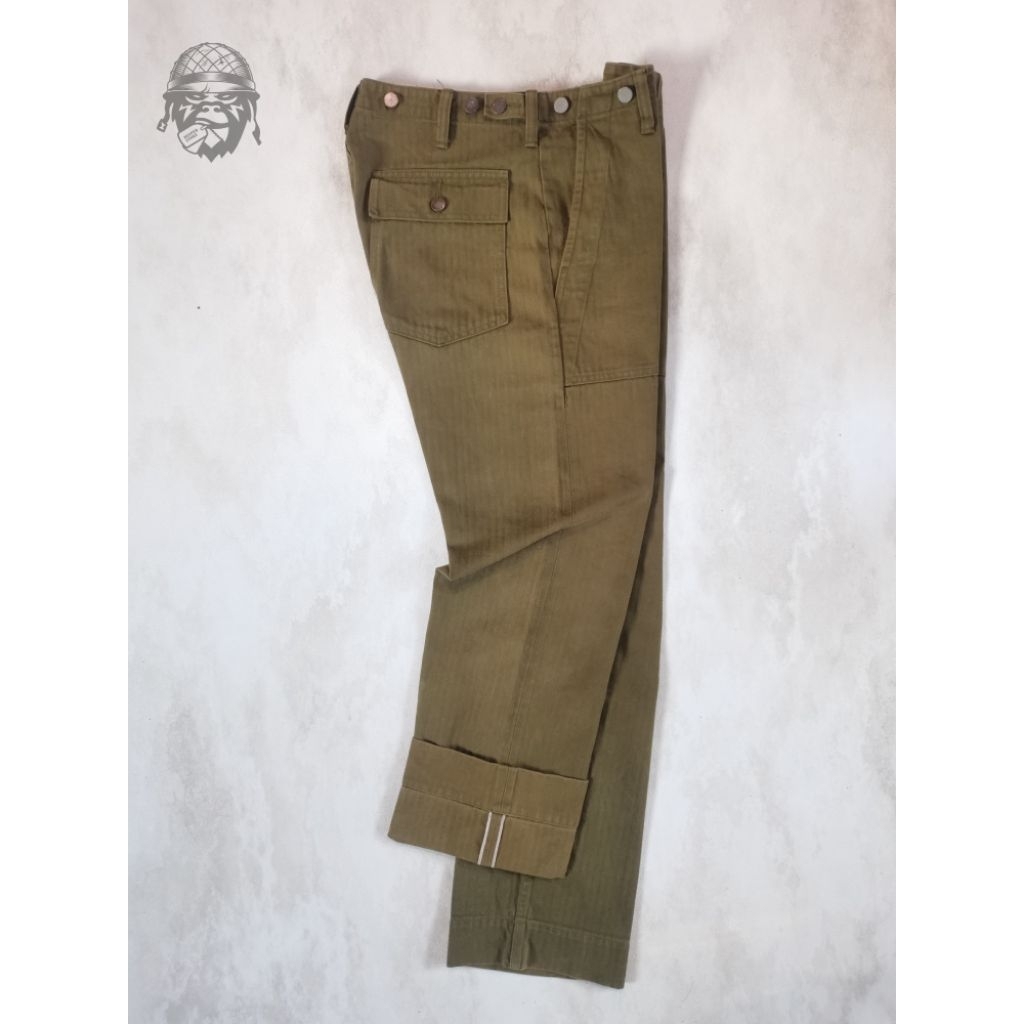 US HBY FATIGUE PANTS 13 STARS BUTTON (SELVEDGED) / us army fatigue trouser / herring bone twill pant