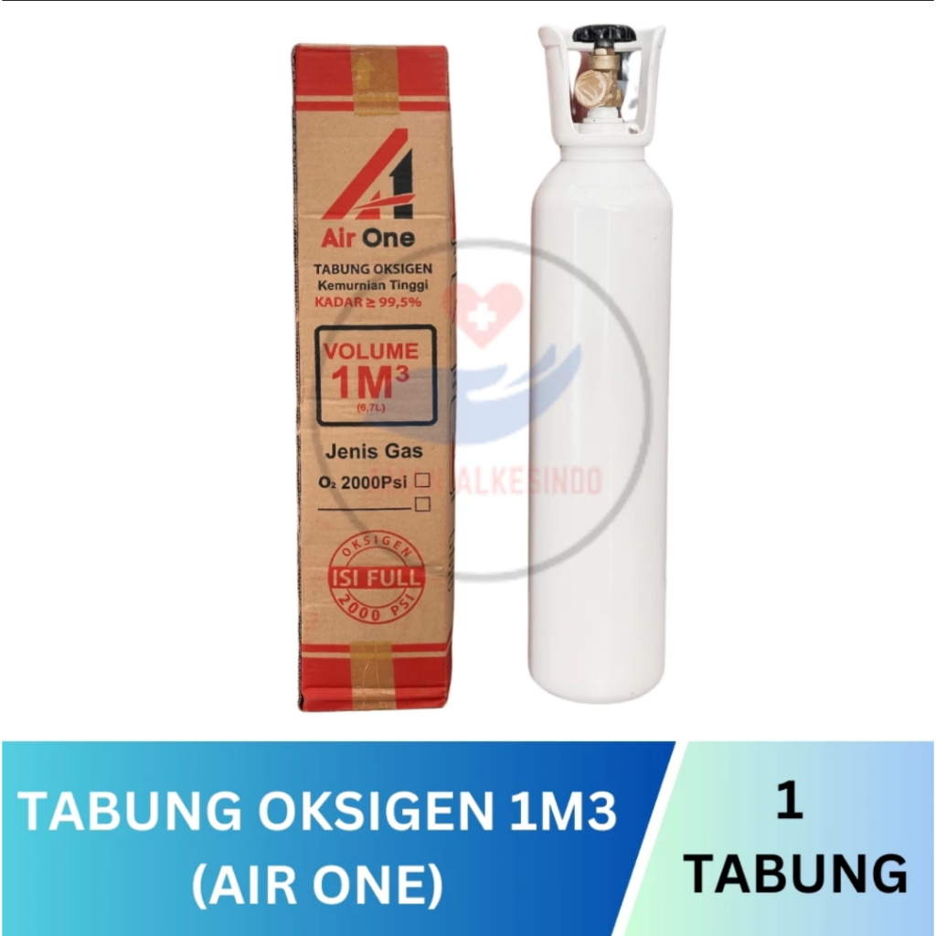 Tabung Baru Oksigen 1M3 + Isi Oksigen Medical Grade / Tabung Oxygen Medis 1 Kubik AirOne PureAir - T