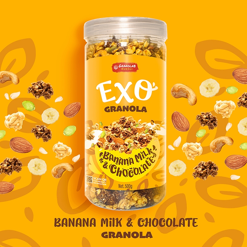GRANOLAB EXO Banana Milk Chocolate | Granolab Muesli Oat Cereal Breakfast and Snacking