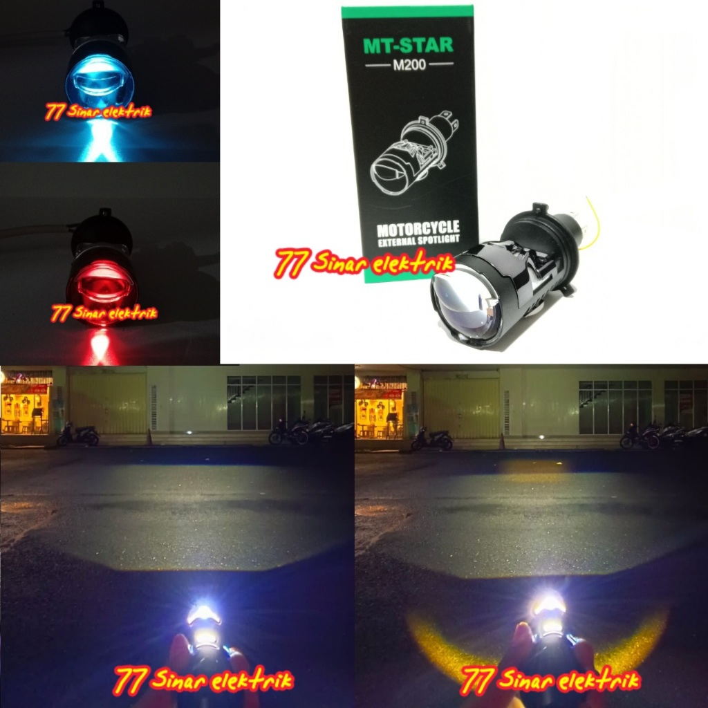 MT STAR M200 Lampu Mini BILED H4 Blue Lens Dengan Kipas Pendingin Lampu LED H4