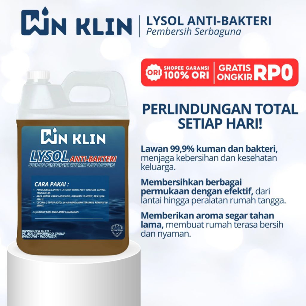 WINKLIN Lysol Anti Bakteri Pembersih Lantai - Membersihkan dan Melindungi Lantai dari Bakteri dan Ku