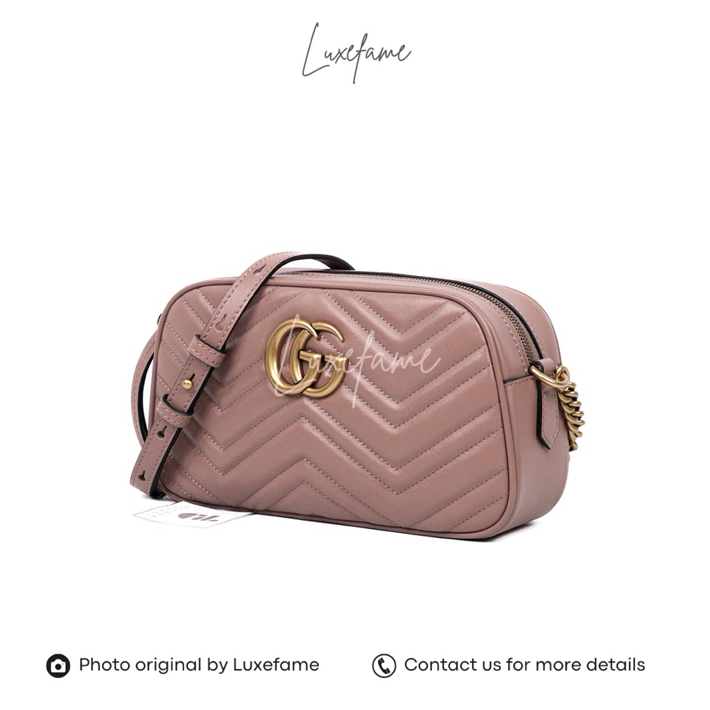 GG Marmont Camera Small Bag Matelasse Leather Dusty Pink GHW