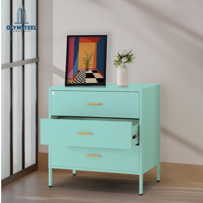 MORE Olymsteel ODR 3L Pastel / Laci Besi 3 Susun/Lemari Besi Laci Penyimpanan 3 Susun