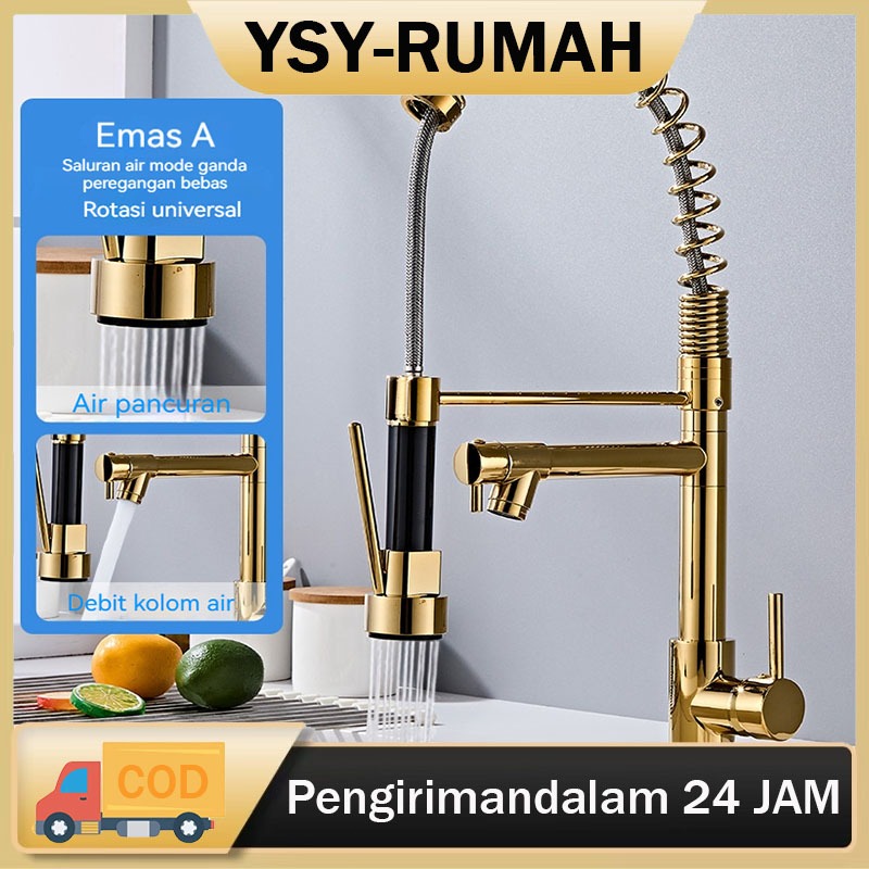 Keran Wastafel Dapur Pegas Stainless Steel Keran Wastafel Dapur Tarik Fleksibel